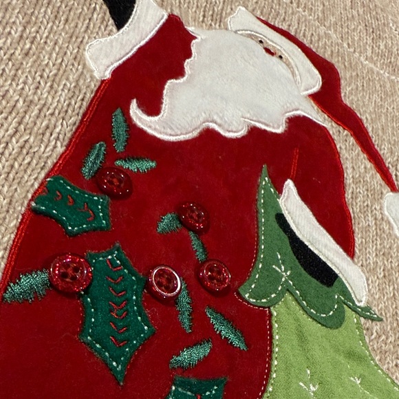 Vintage Christmas Santa Claus Beige Sweater by Christopher & Banks XL - Picture 9 of 12